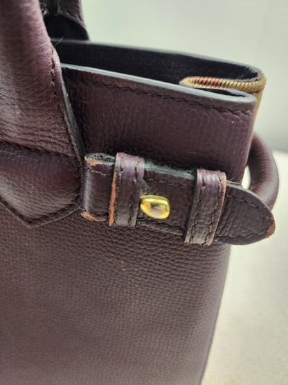 Burberry Burgundy Calfskin Banner Tote Small