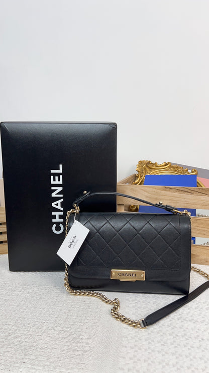 Chanel Black Calfskin Click Label Top Handle GHW