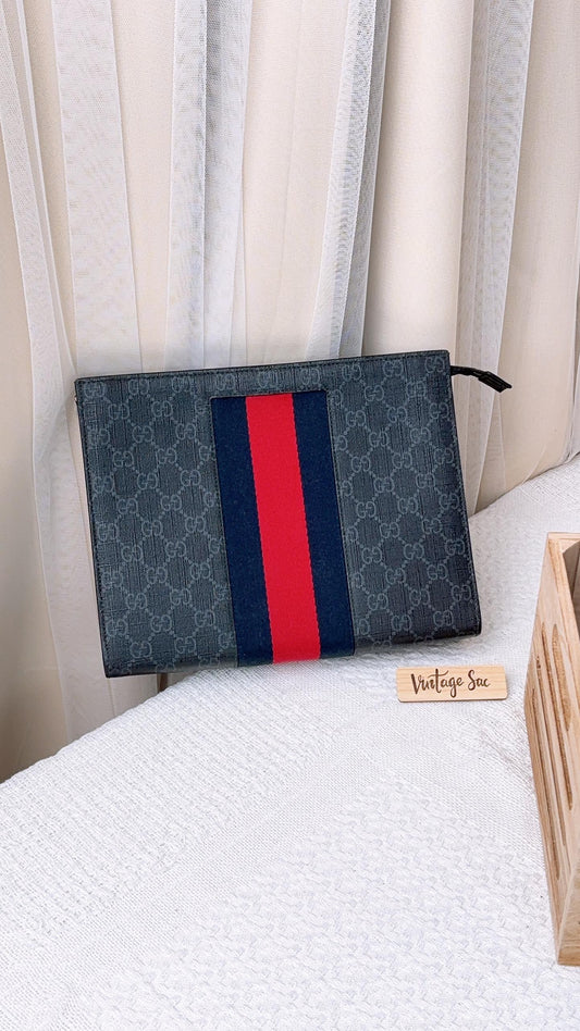 Gucci Black GG Supreme Pouch