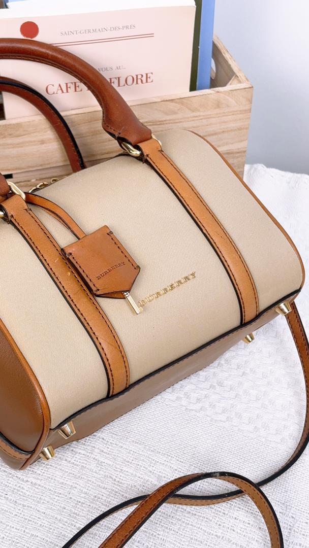 Burberry Brown Canvas Alchester Boston Bag