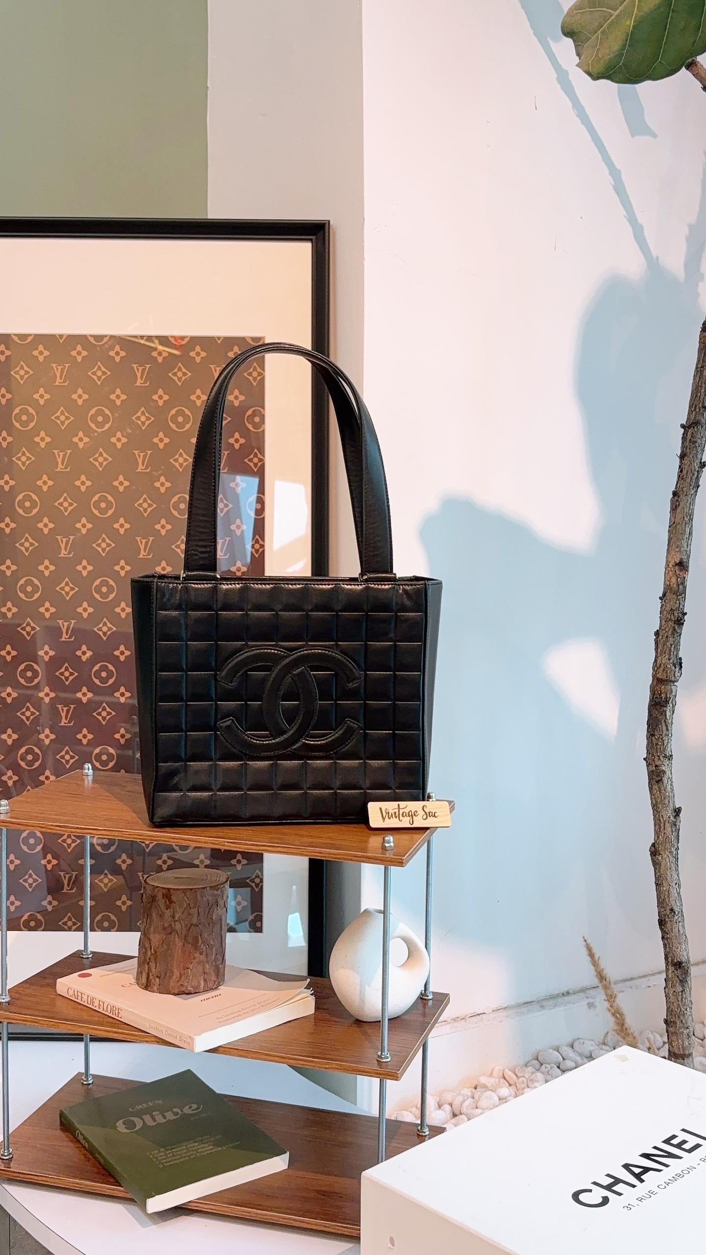 Chanel Black Lambskin Small Chocolate Bar Tote (GHW)