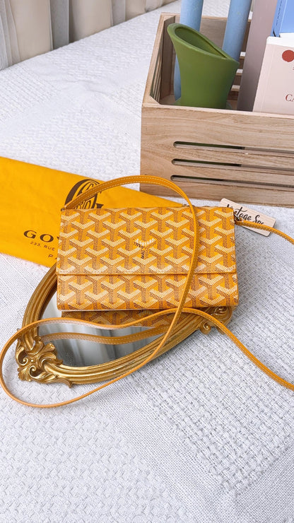 Goyard Yellow Varenne Continental Wallet With Strap