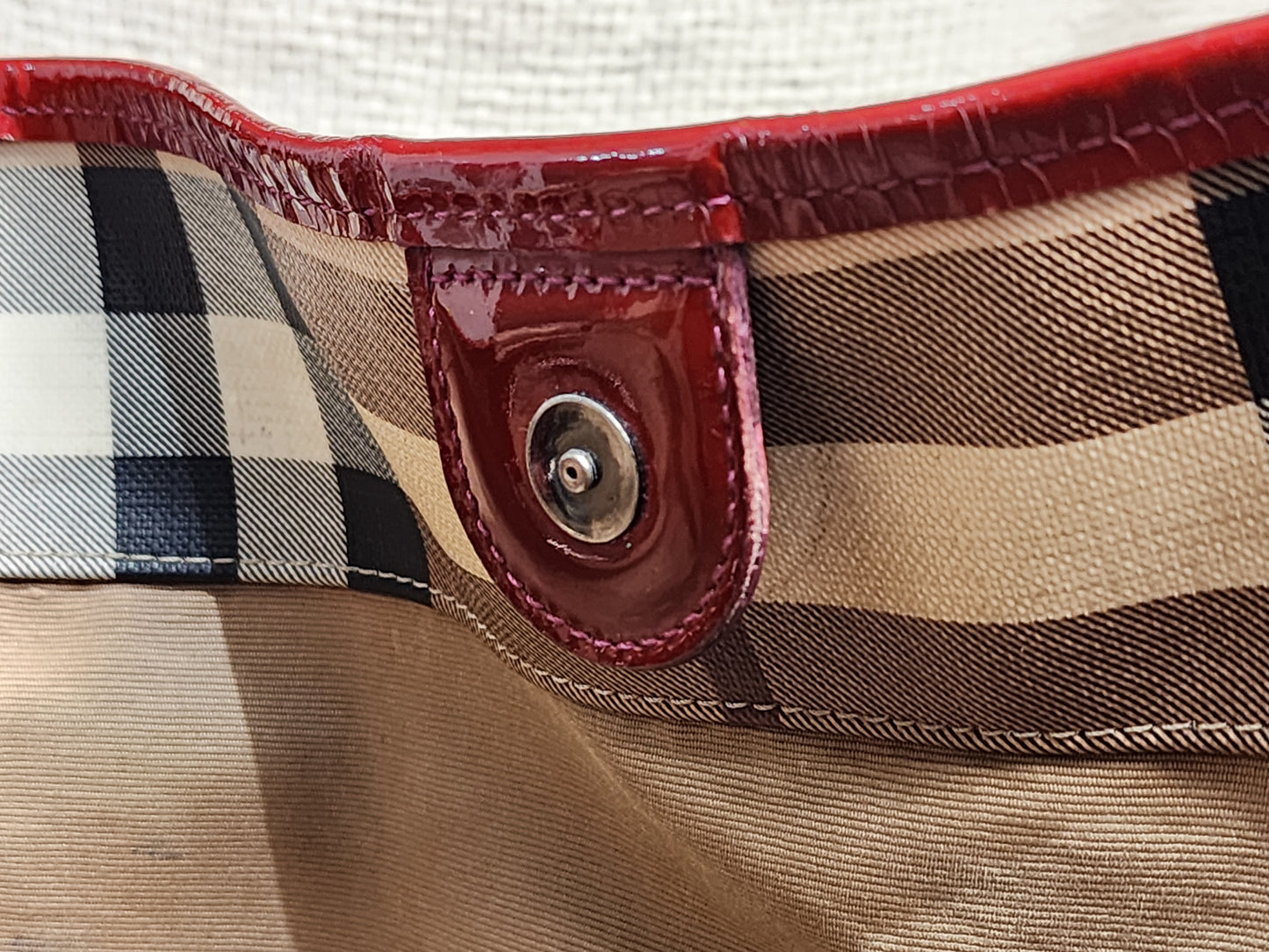 Burberry Red / Beige House Check PVC Cantebury Tote