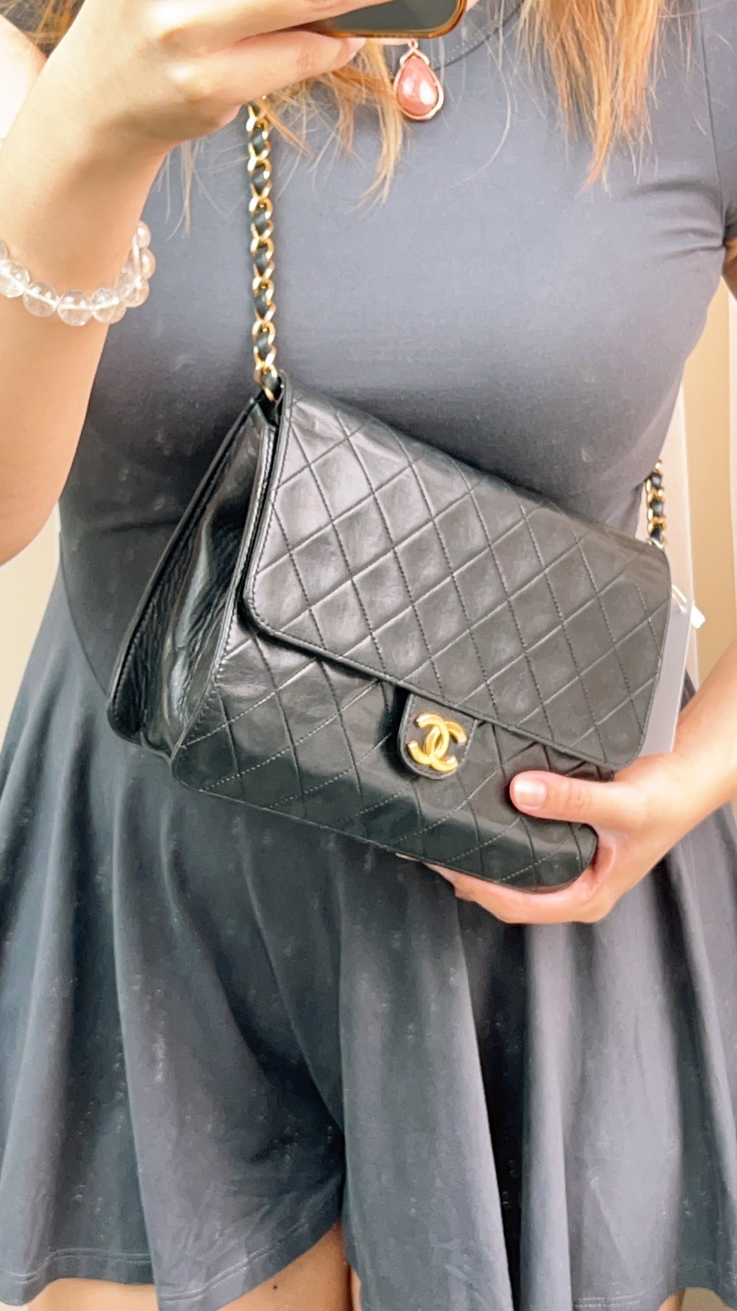 Chanel Black Vintage Button Flap (GHW)