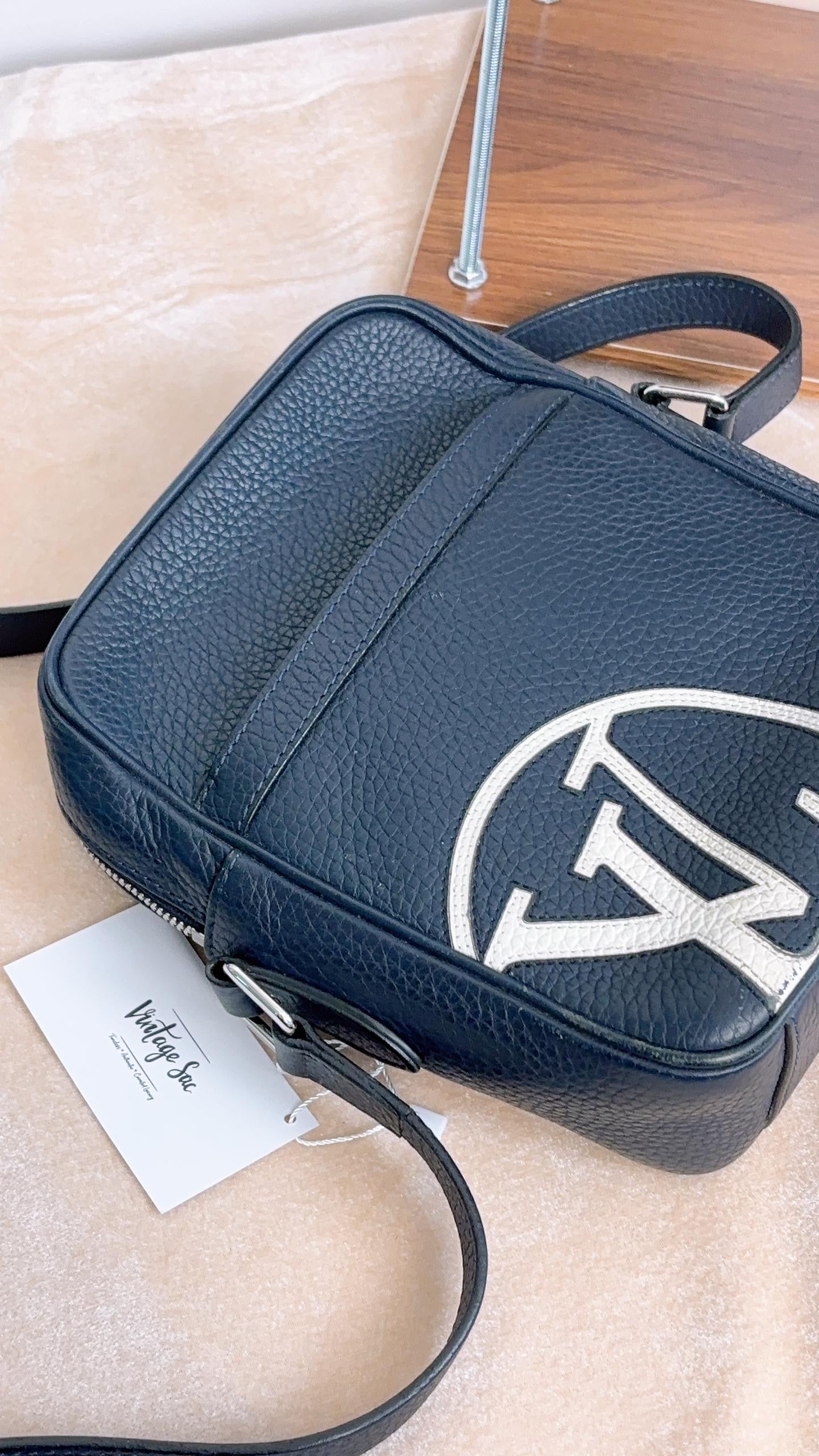 LV Navy Calfskin Logo Danube PM