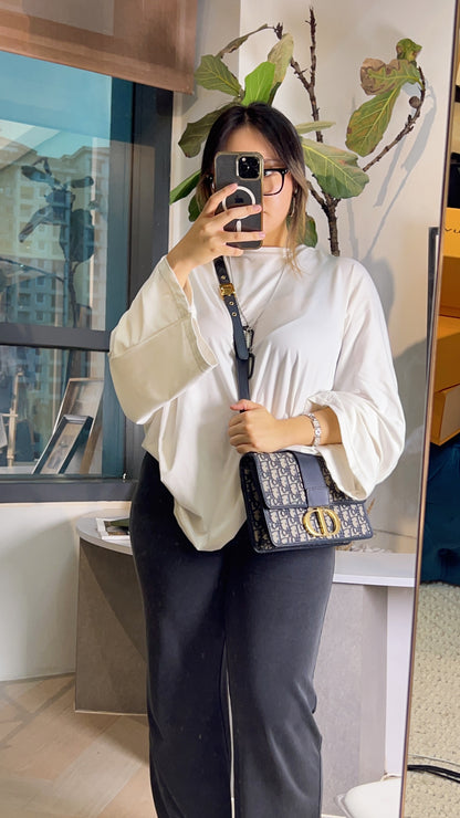 Dior Navy Oblique Montaigne 30 GHW