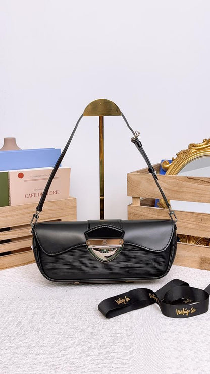 LV Black Epi Montaigne Clutch with Strap