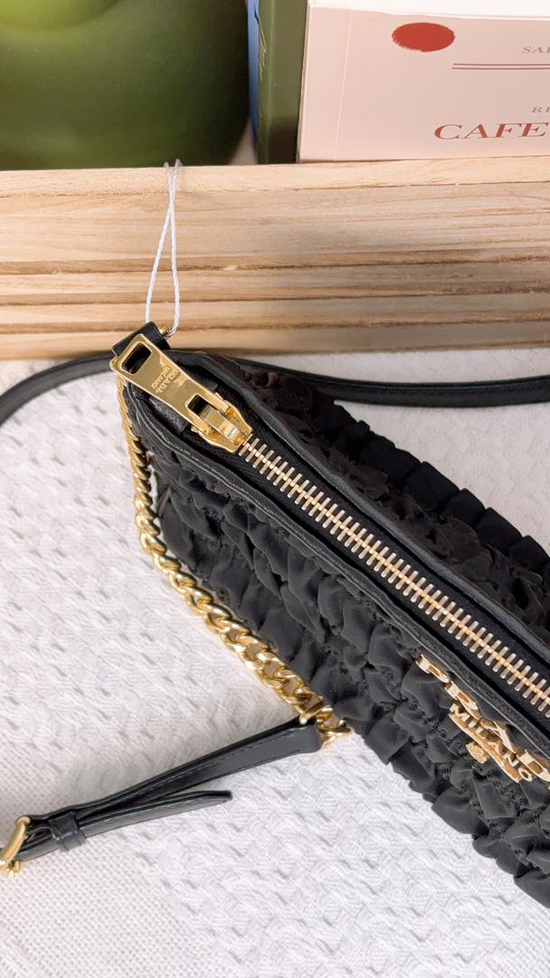 Prada Black Tessuto Gaufre Crossbody Bag
