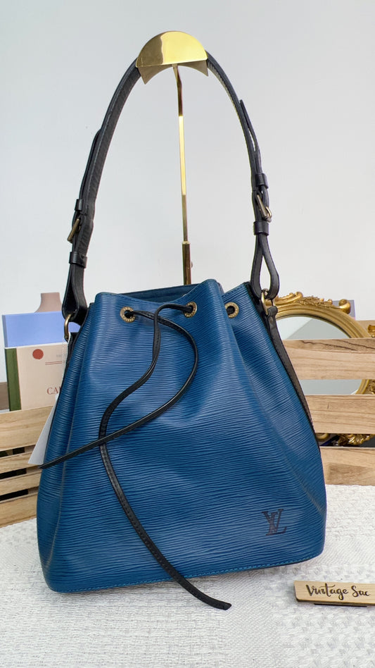 Louis Vuitton Blue and Black Epi Petit Noe Bucket Bag