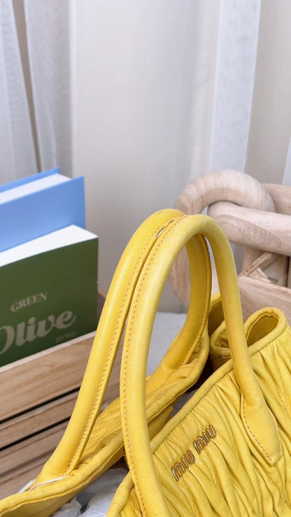 Miu Miu Yellow Matelasse Handle 2-Way Tote