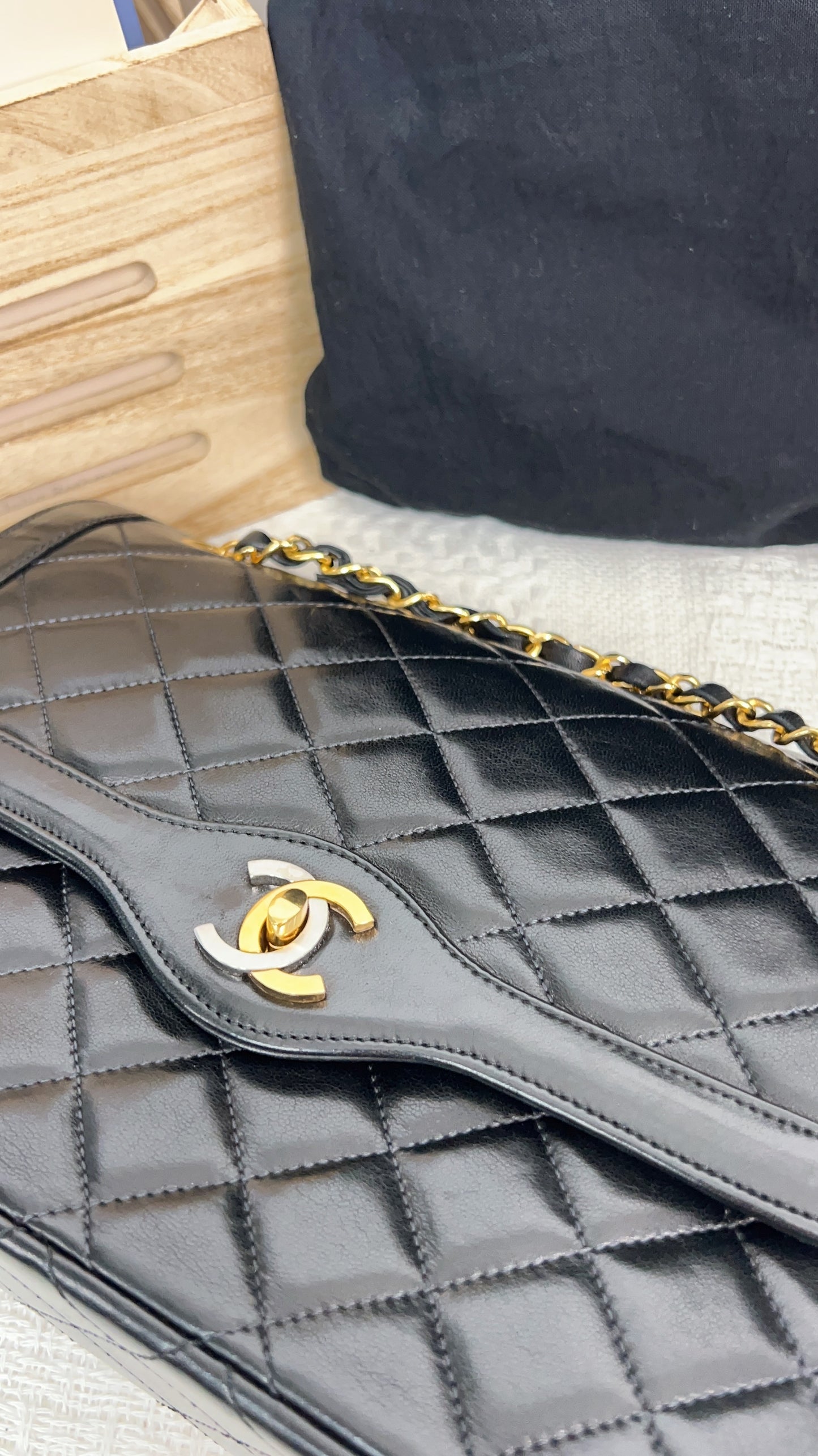 Chanel Black Lambskin Vintage Paris Limited Double Flap