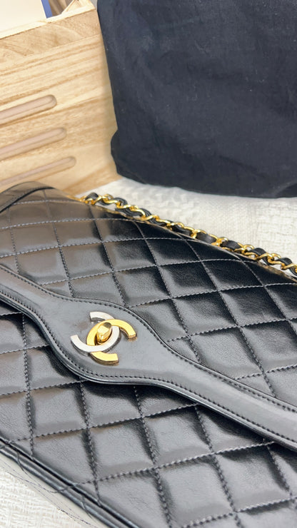 Chanel Black Lambskin Vintage Paris Limited Double Flap