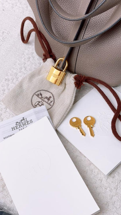 Hermes Gris Asphalte Picotin 18 (GHW)