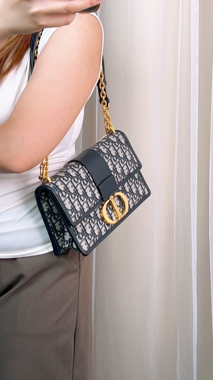 Dior Blue Montaigne East West Chain Bag (GHW)