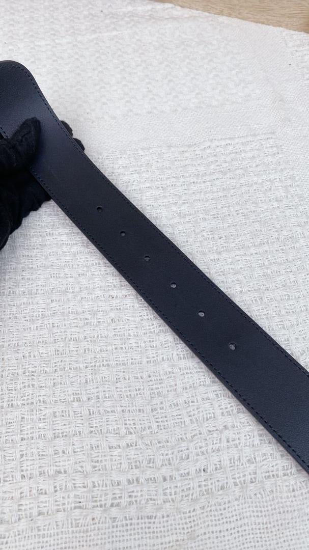Gucci Black GG Marmont 38mm Belt w Pearls (GHW)