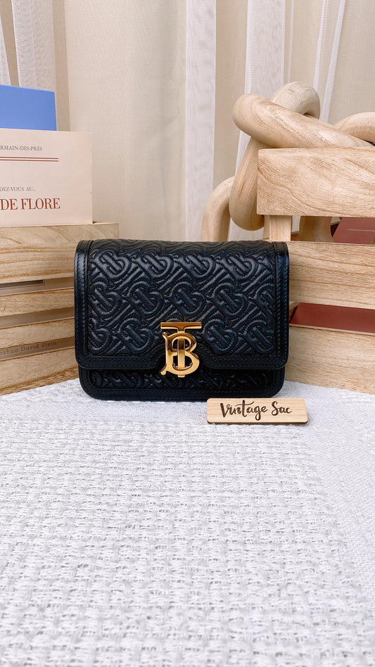 Burberry Mini TB Quilted Crossbody Black