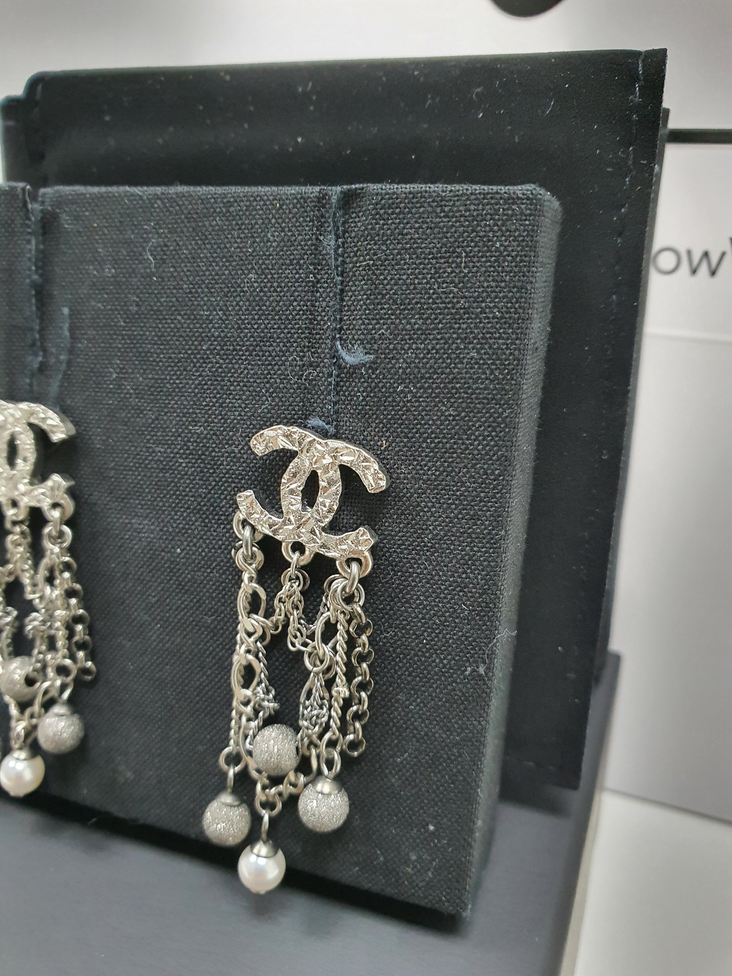 Chanel Carved Silver Bead Earrings
