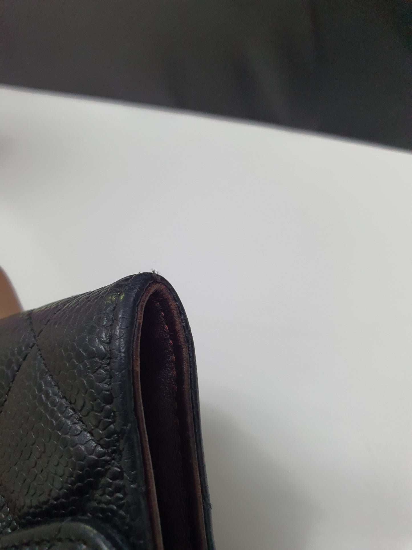 CC Black Caviar Trifold Long Wallet (GHW)