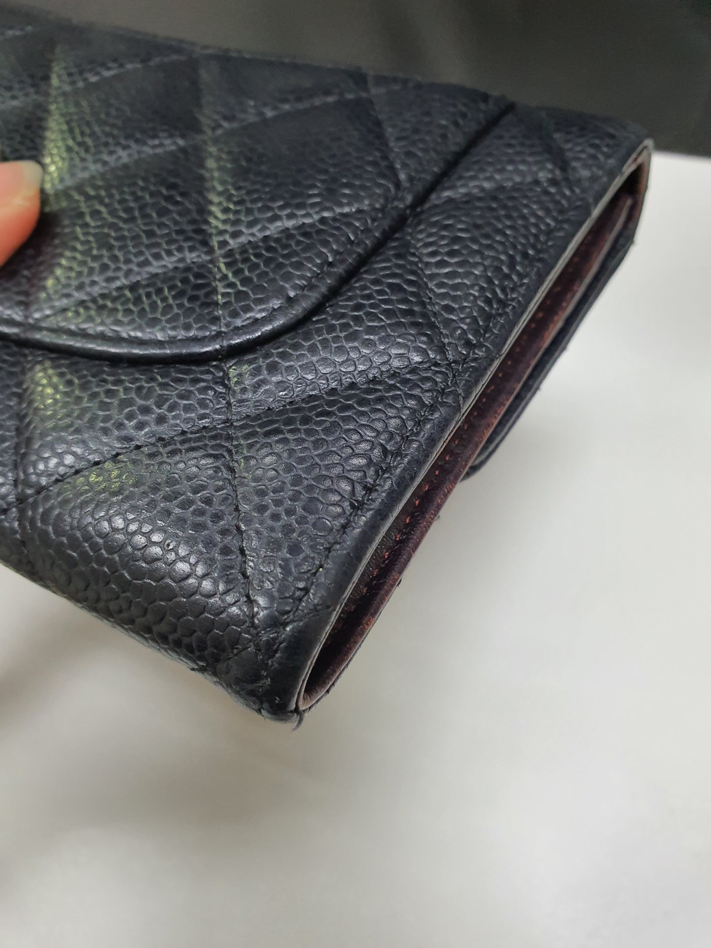 CC Black Caviar Trifold Long Wallet (GHW)