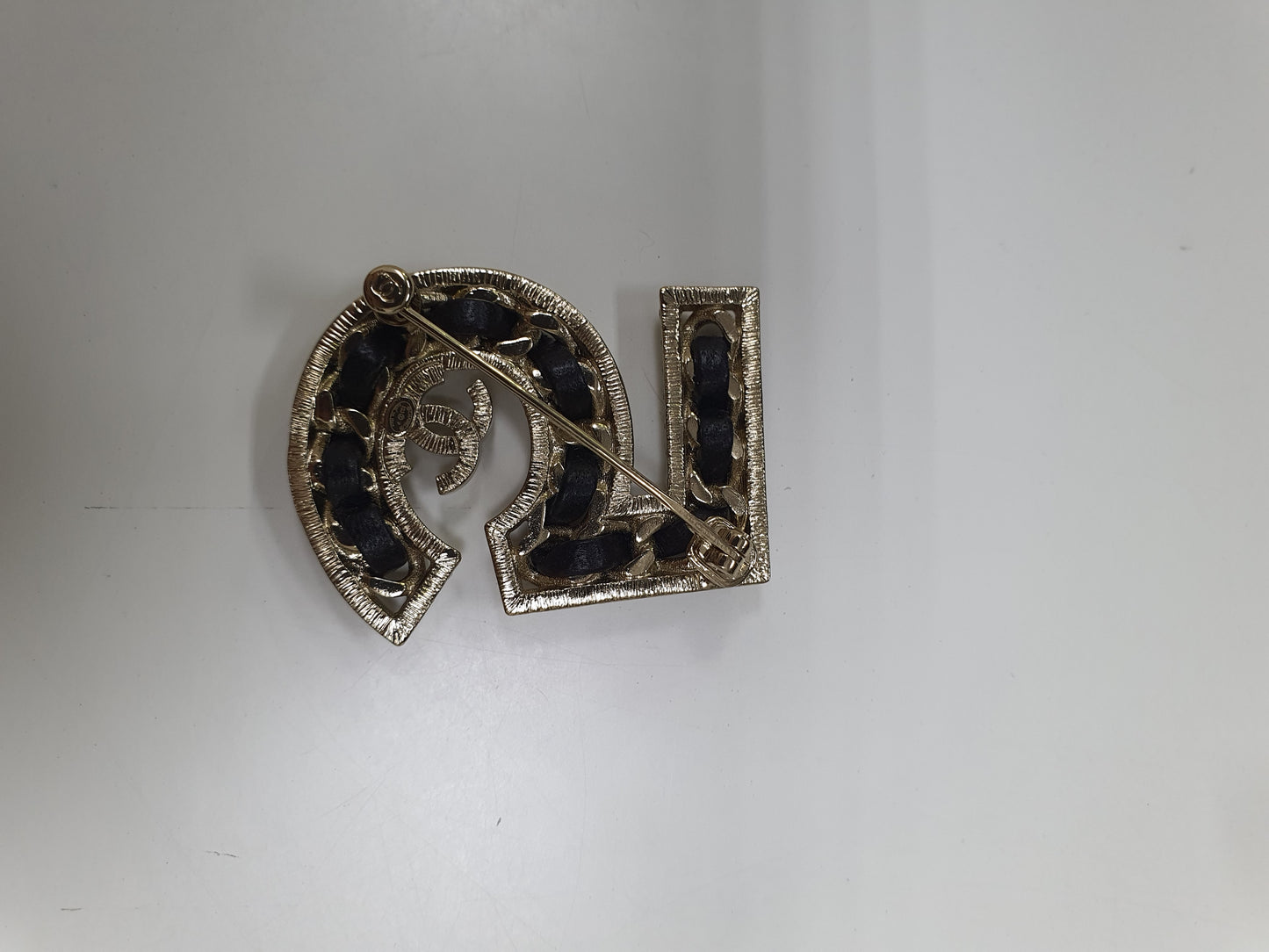 Chanel 5 Leather Chain CC Brooch