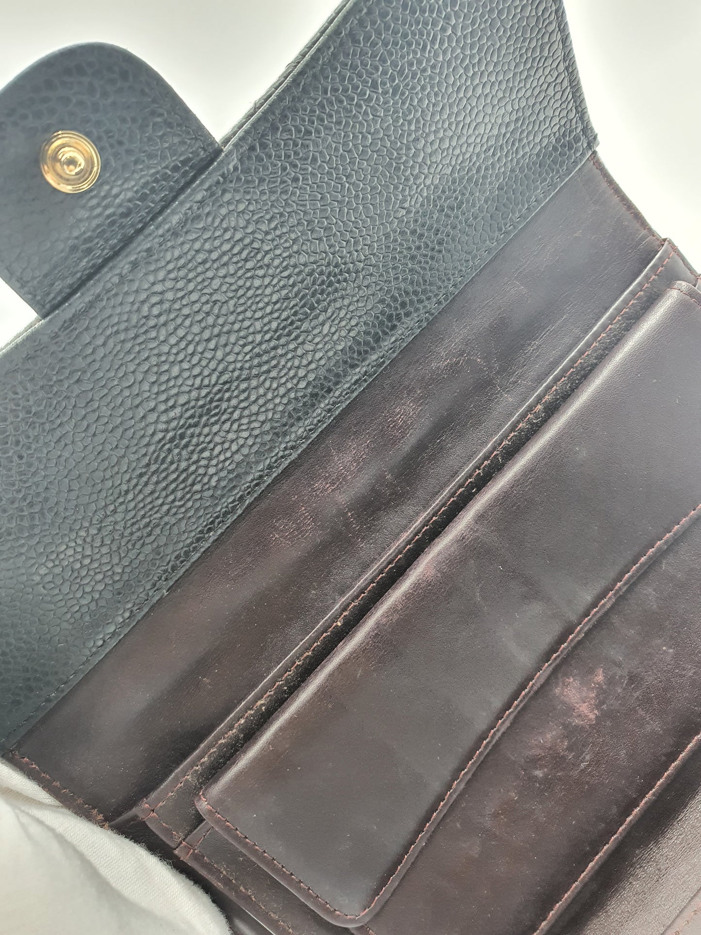 CC Black Caviar Trifold Long Wallet (GHW)