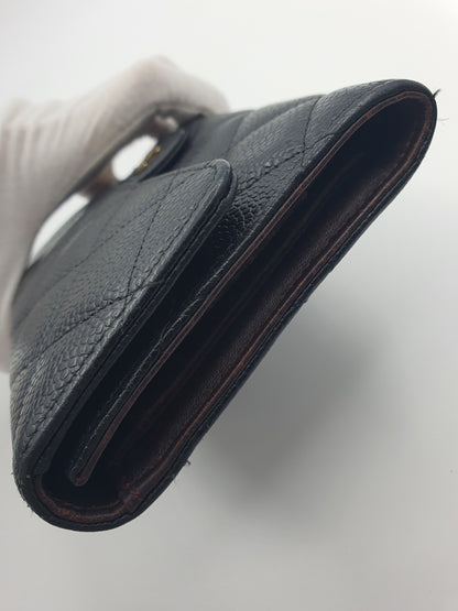 CC Black Caviar Trifold Long Wallet (GHW)