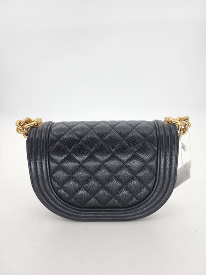 Chanel Black Caviar Small Curve Boy Flap Bag GHW
