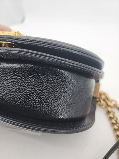 Chanel Black Caviar Small Curve Boy Flap Bag GHW