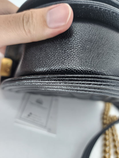Chanel Black Caviar Small Curve Boy Flap Bag GHW