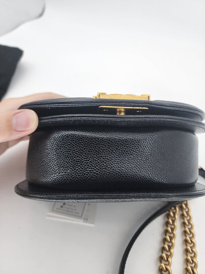 Chanel Black Caviar Small Curve Boy Flap Bag GHW