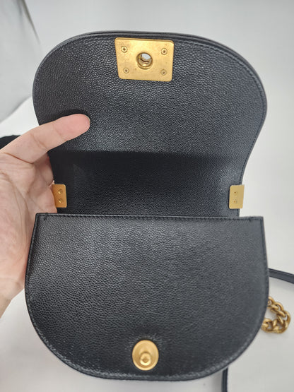 Chanel Black Caviar Small Curve Boy Flap Bag GHW
