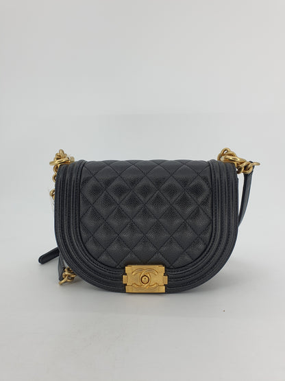 Chanel Black Caviar Small Curve Boy Flap Bag GHW