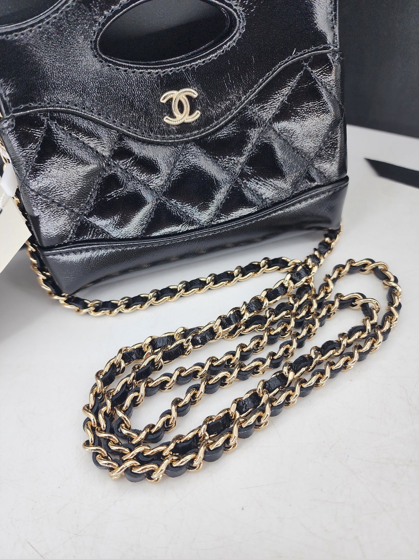 Chanel Black Glazed Calfskin Micro 31 Clutch on Chain LGHW