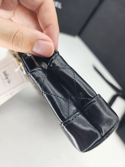 Chanel Black Glazed Calfskin Micro 31 Clutch on Chain LGHW