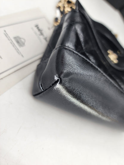 Chanel Black Glazed Calfskin Micro 31 Clutch on Chain LGHW