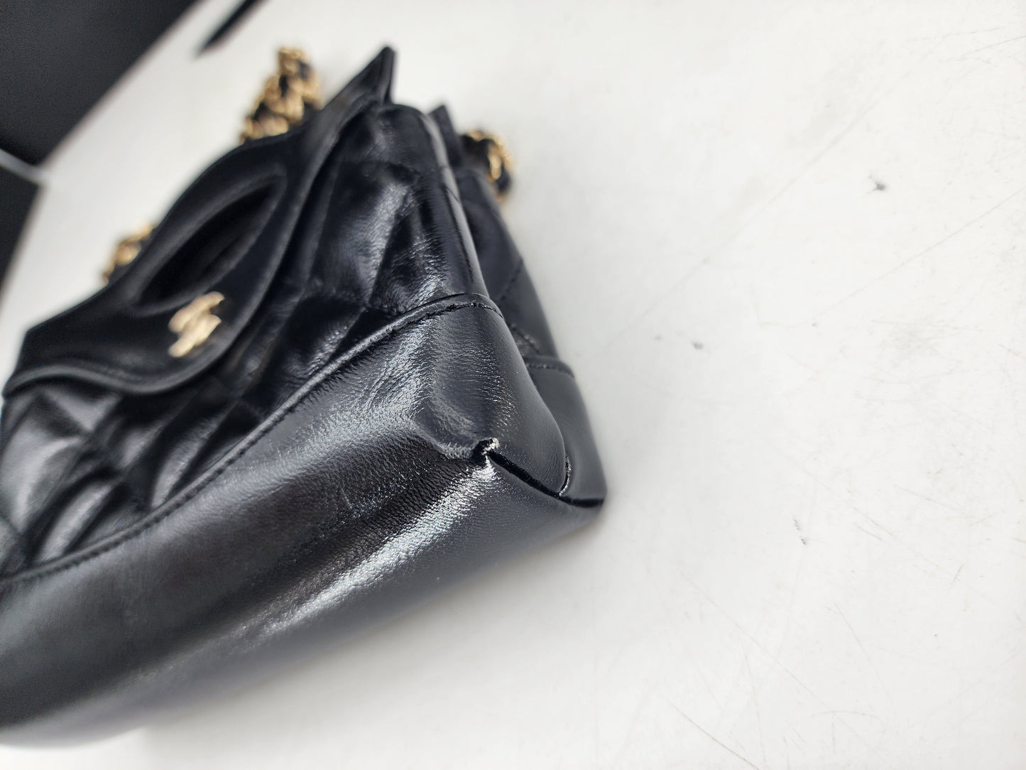 Chanel Black Glazed Calfskin Micro 31 Clutch on Chain LGHW