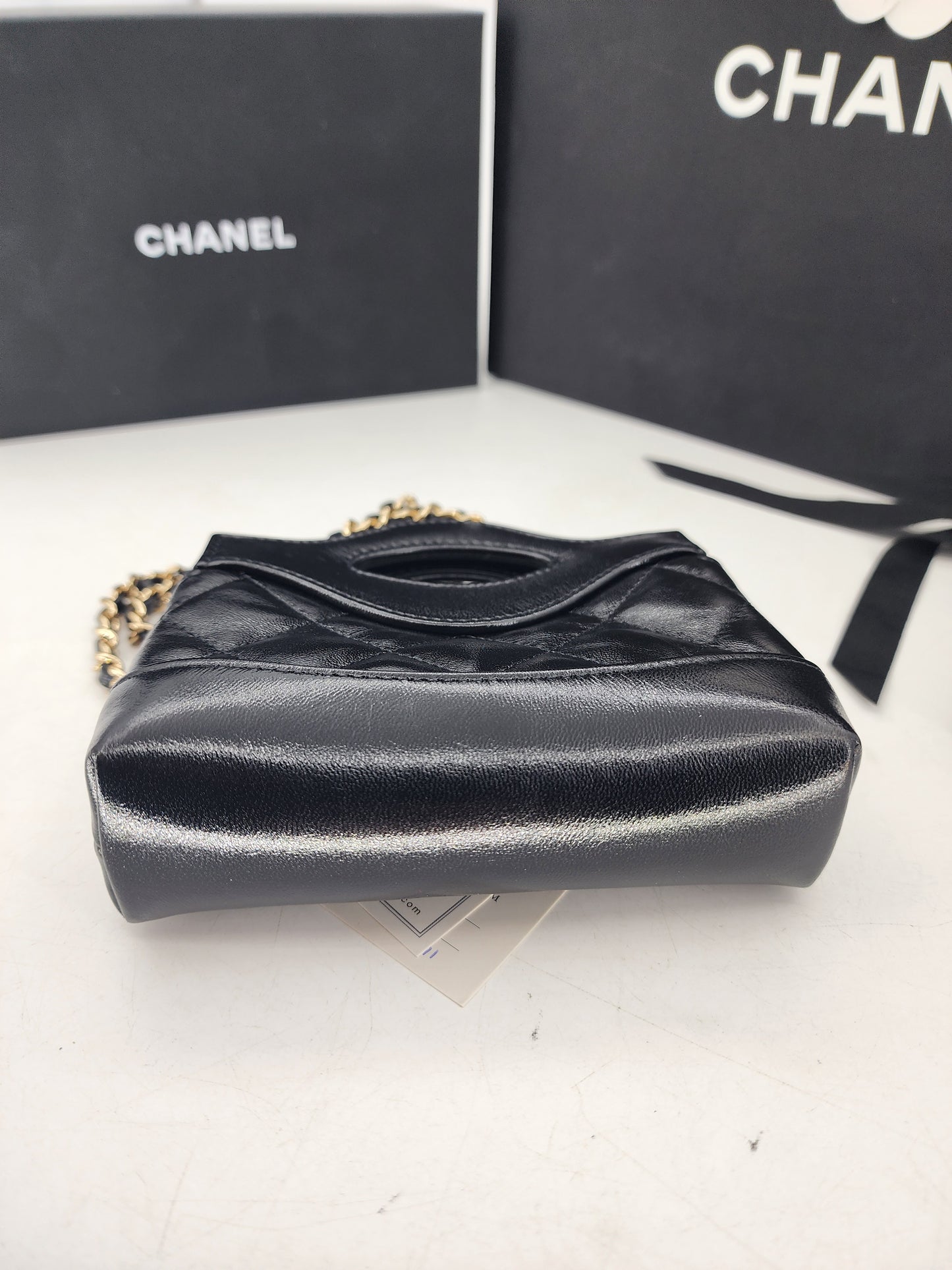 Chanel Black Glazed Calfskin Micro 31 Clutch on Chain LGHW
