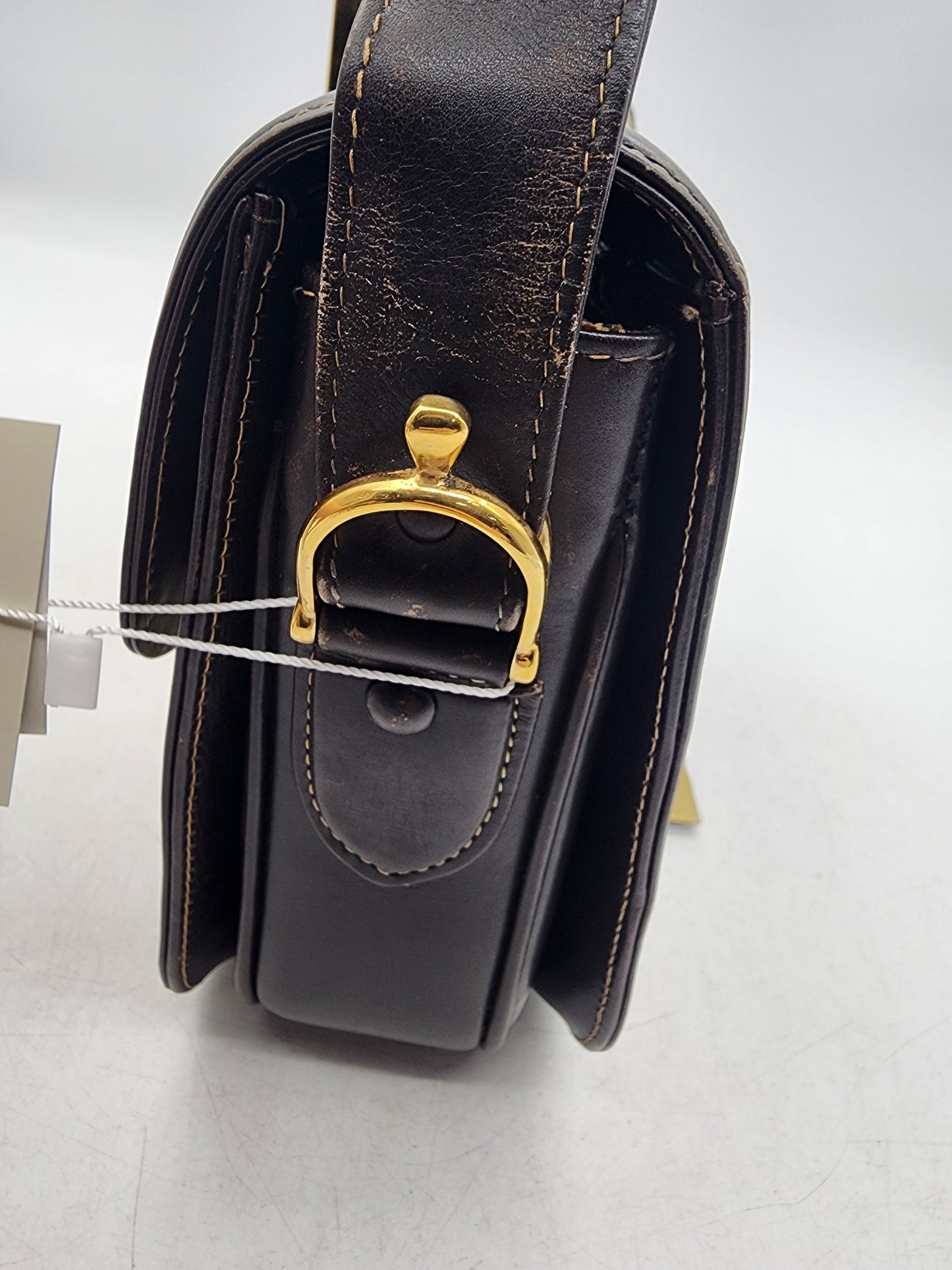 Celine Brown Macadam Canvas Vintage Horse Carriage Bag (GHW)