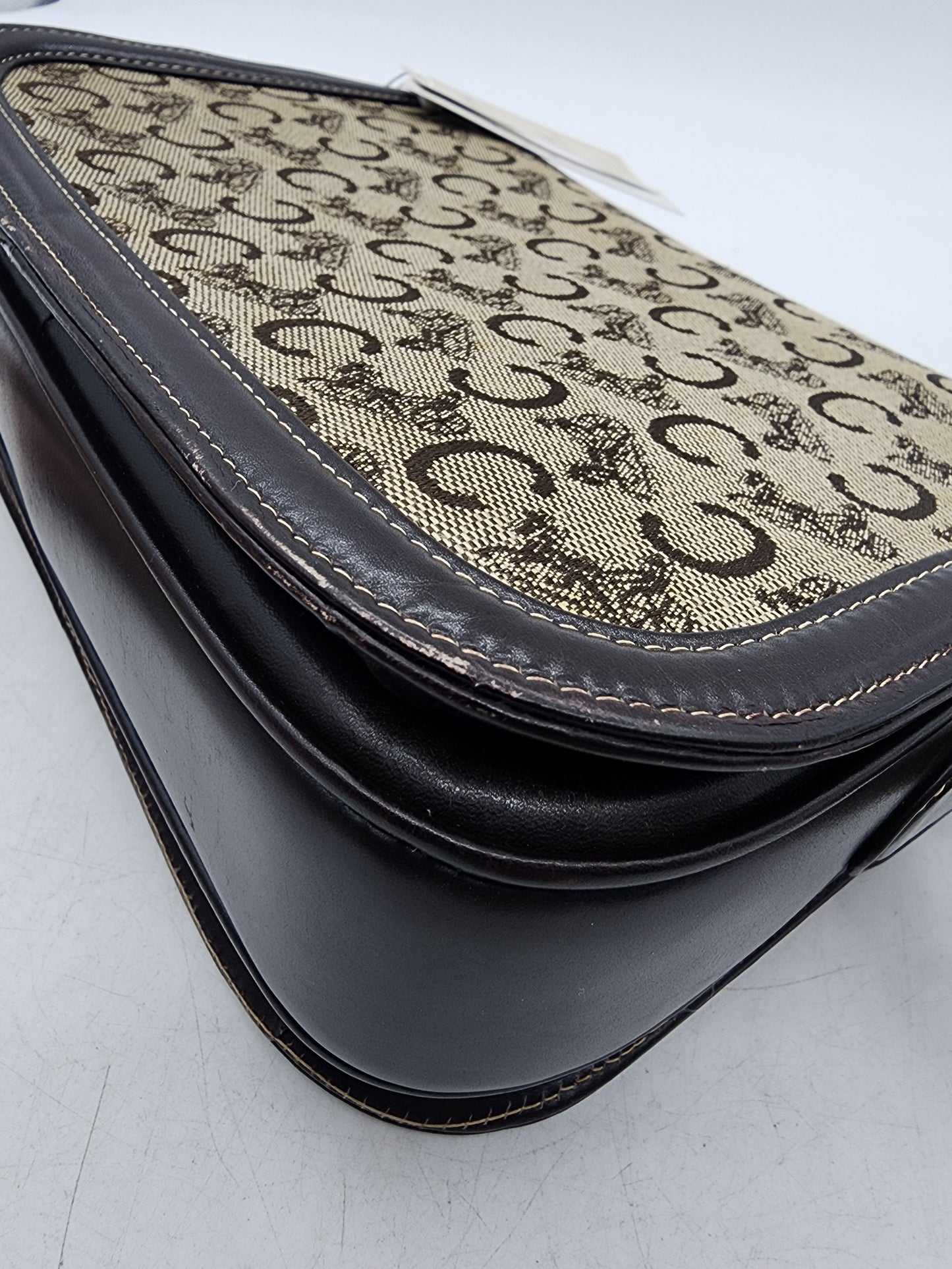 Celine Brown Macadam Canvas Vintage Horse Carriage Bag (GHW)
