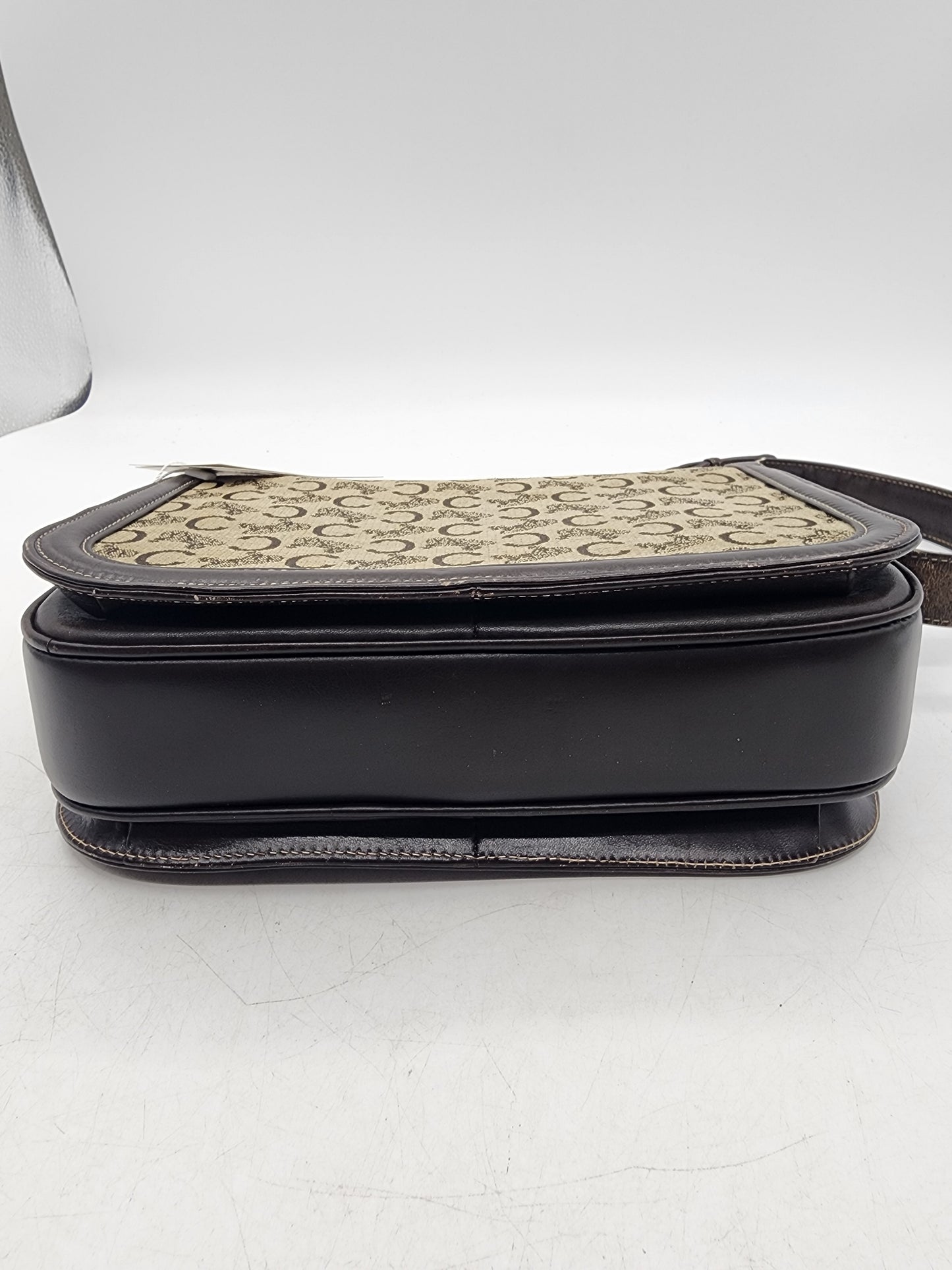 Celine Brown Macadam Canvas Vintage Horse Carriage Bag (GHW)