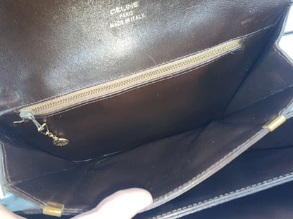Celine Brown Macadam Canvas Vintage Horse Carriage Bag (GHW)
