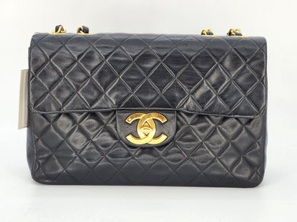 Chanel Black Lambskin Vintage Maxi CC Flap Bag GHW