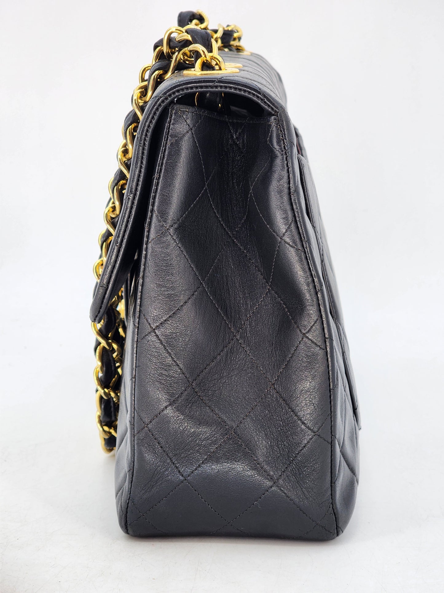 Chanel Black Lambskin Vintage Maxi CC Flap Bag GHW