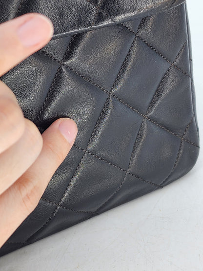 Chanel Black Lambskin Vintage Maxi CC Flap Bag GHW