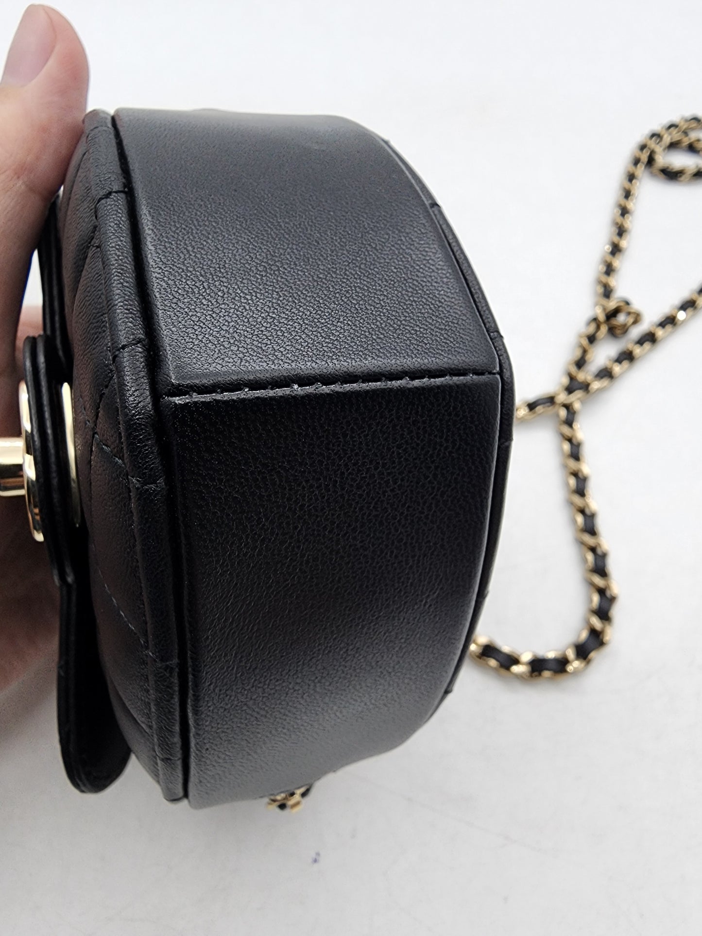 Chanel Black Lambskin Heart Clutch with Chain LGHW