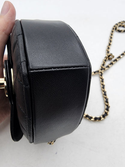 Chanel Black Lambskin Heart Clutch with Chain LGHW