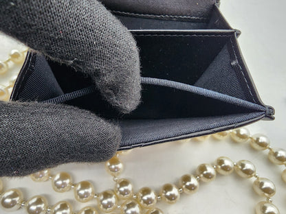 Black Lambskin Pearl Strap Card Holder