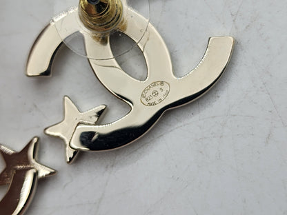 Chanel Light Gold CC Star Earrings
