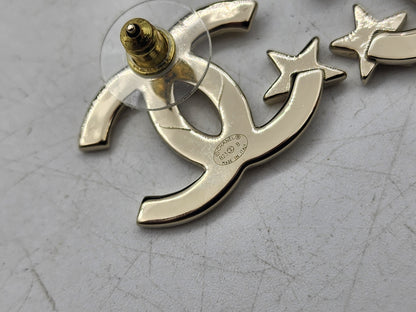 Chanel Light Gold CC Star Earrings