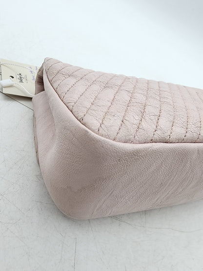 Chanel Soft Pink Aged Calfskin Chevron Medallion Charm Flap Bag GHW